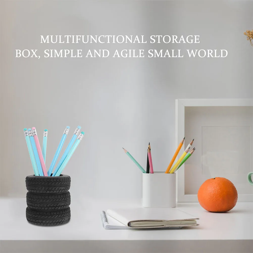 

6Pcs Tire Shaped Pen Holder Multi-Function Pencil Bucket Makeup Brush Storage Organizer Desk Office Tabletop Stationery Holder