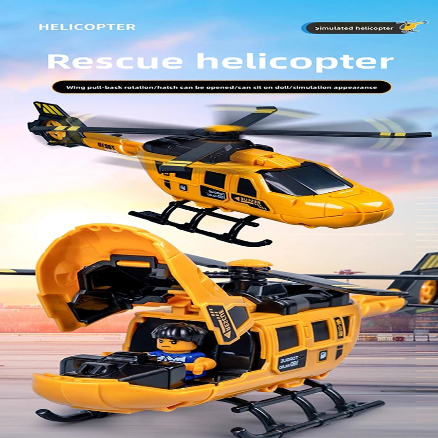 1pcs- Child Diy Helicopter Blocks Buiding Model Rotating Propeller Fighter Simulating Rescue Aircraft Boy Birthday Gift
