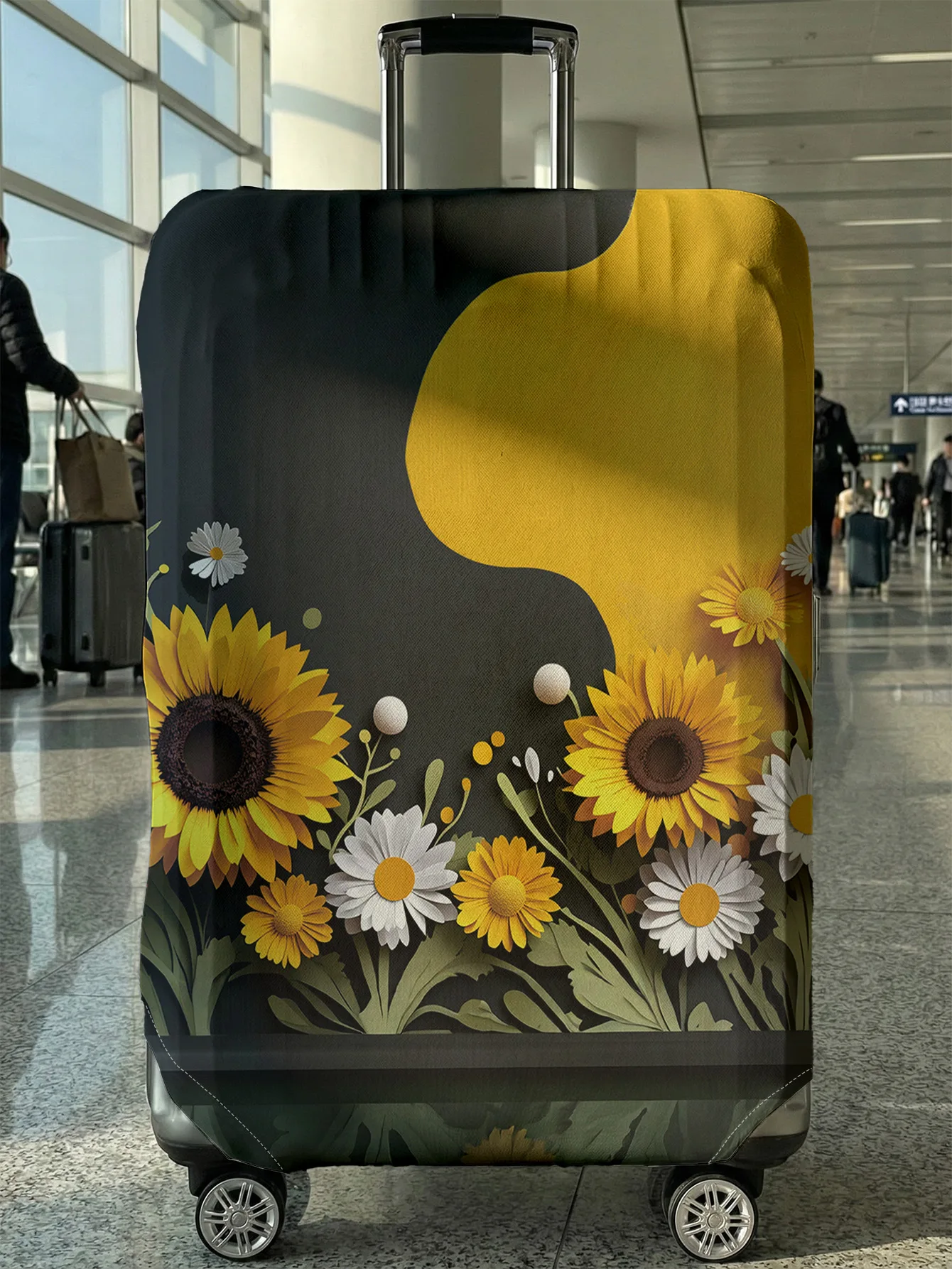 

Sunflower daisy luggage protection cover, suitable for 18-32 inch luggage covers, luggage handle gloves, travel accessories