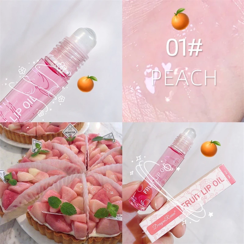 Lip Gloss Cosméticos Fruta Fresca Roll-On Bálsamo, Primer de Maquiagem, Hidratante, Claro, Transparente, Óleo, Longa Duração, Hidratante