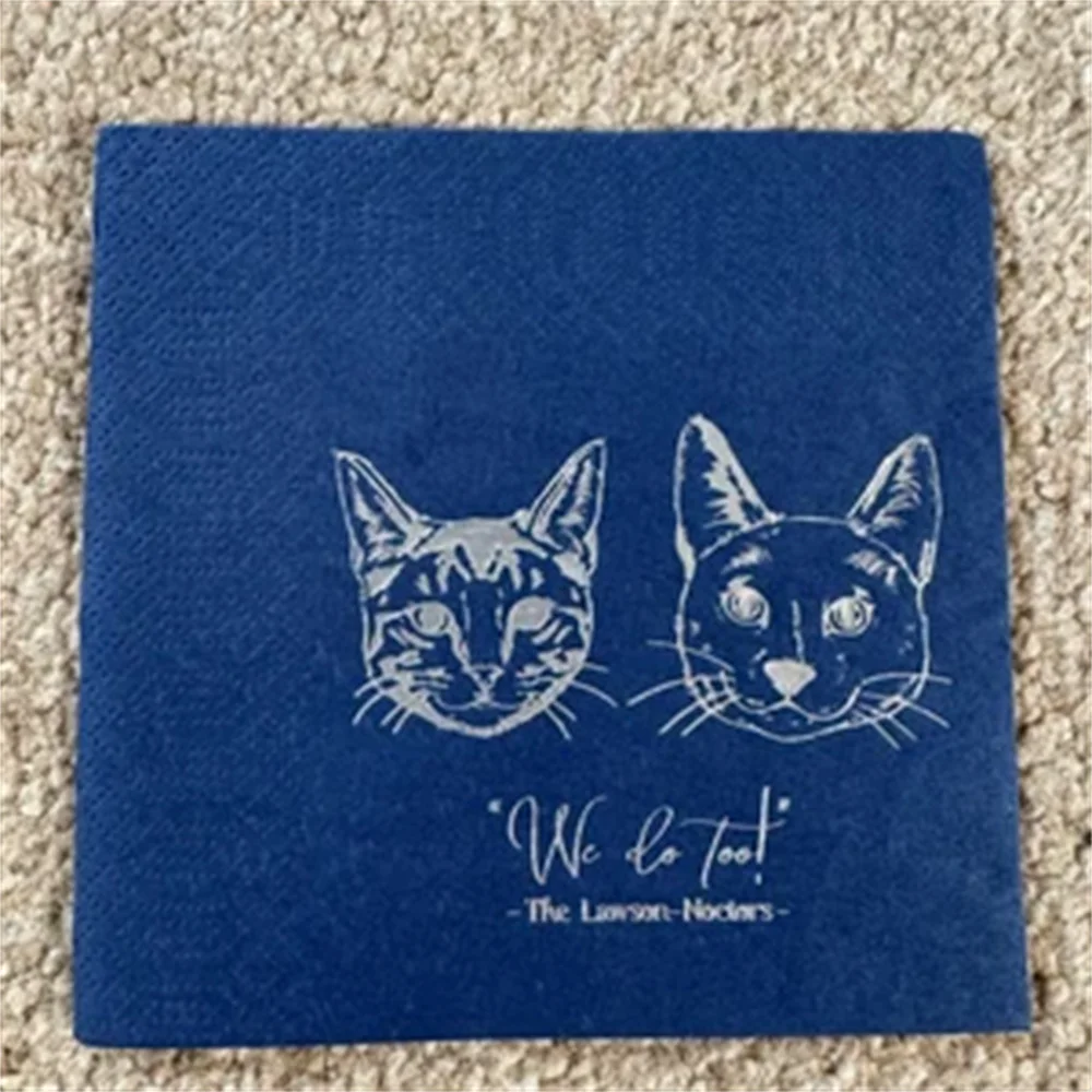 

Custom Pet Wedding Napkins Dog Napkins Pet Cocktail Napkins Custom Illustrated Dog Wedding Napkins
