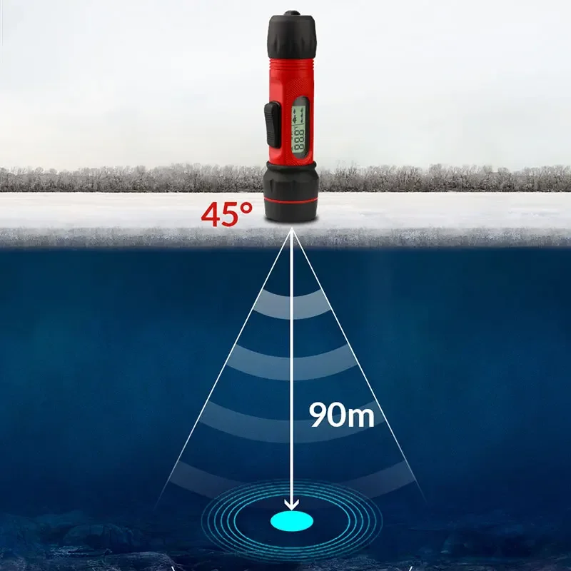 

F12 Digital Handle Fish Finder Echo Sounder 100M Depth Portable Waterproof Sonar For Winter Ice Fishing