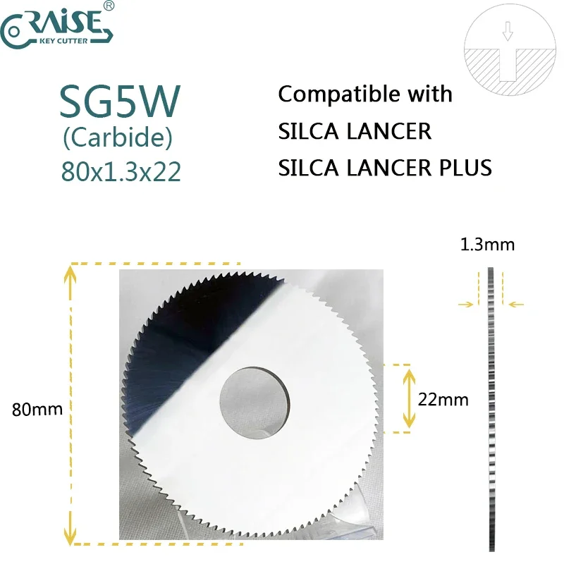 SILCA LANCER Flat Slotter SG5 SG5W Milling Cutter 80x1.3x22 Locksmith Tools Replacement