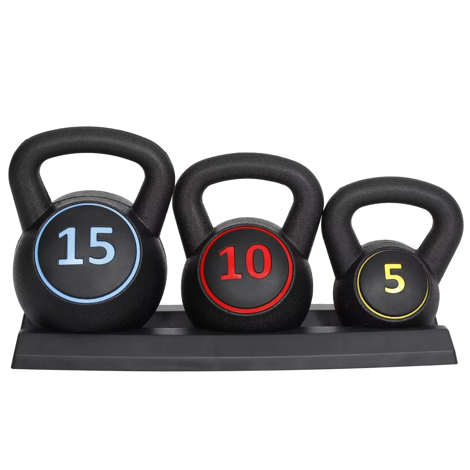 US- 3-Piece Kettlebell Set Fitness Strength Training Exercise With Base Home Gym