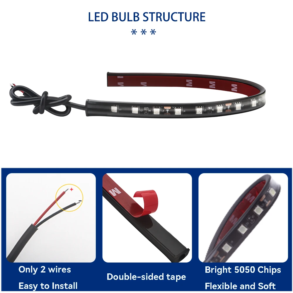 

1PCS LED Strip Neon Lights 30CM 12in Underbody Under Dash Accent Decoration Light for Car Motorcycle Boat Marine 12V Waterproof