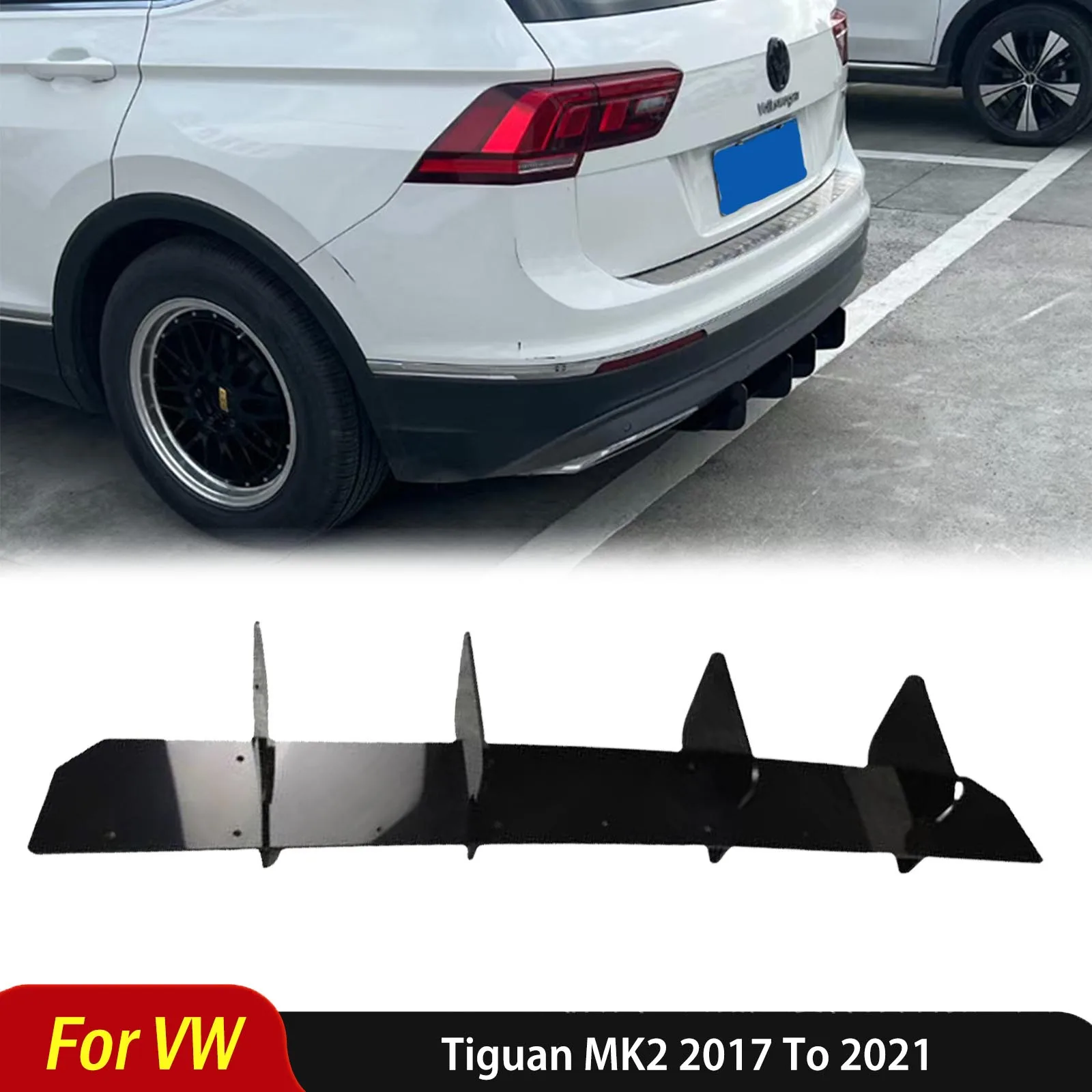 

For Volkswagen Tiguan MK2 2017 To 2021 Car Rear Bumper Diffuser Lip Spoiler Body Kits Tuning Auto Accessories Body Kit Tuning