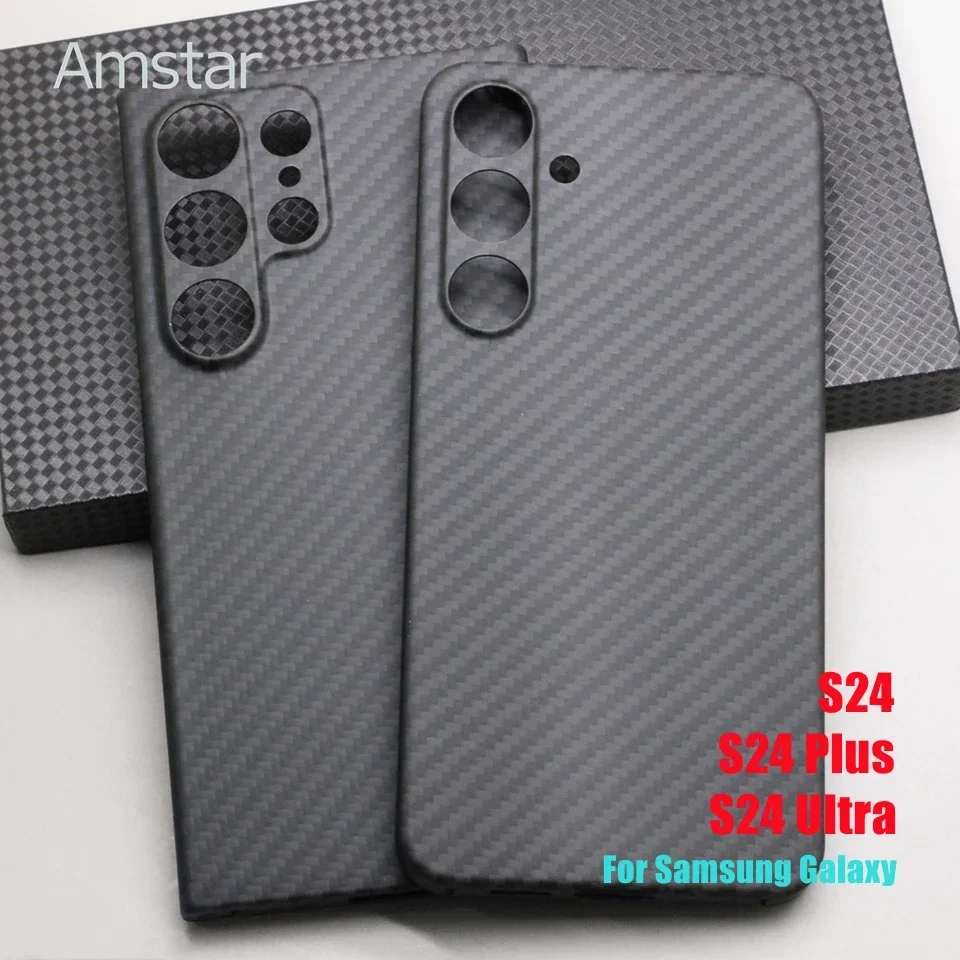 Amstar Carbon Fiber Lens Protection Case for Samsung Galaxy S24 Plus Ultra 600D Ultra-thin Aramid Fiber Galaxy S24 Phone Cover