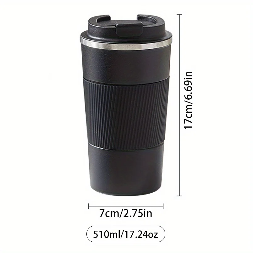 Custom Name Engraved Stainless Steel Travel Coffee Mug With Flip Lid Anti-Slip Textured Sleeve Hot Cold Insulated Portable Tumbl
