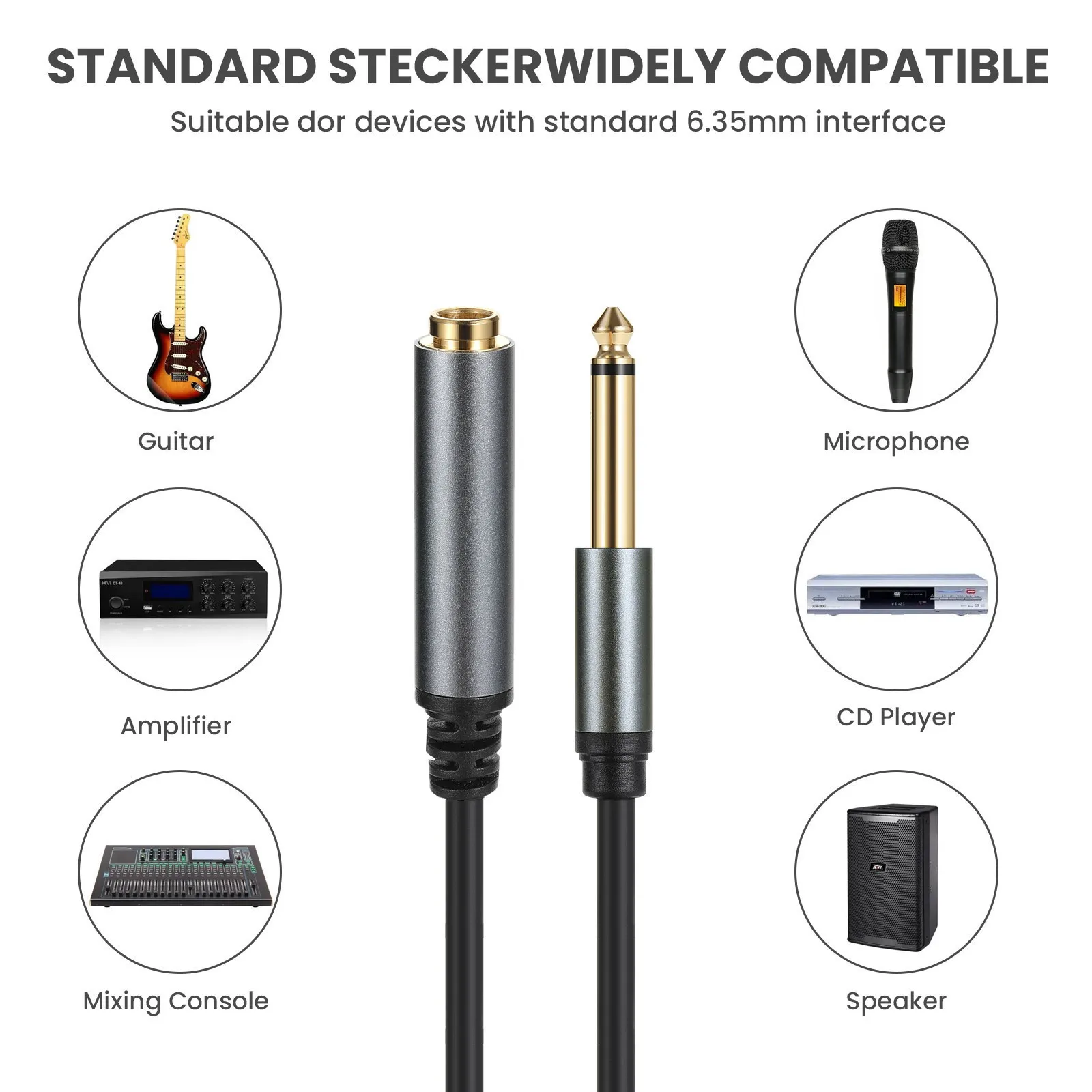 1/4 TS Mono Stereo 6.35mm Male to Female extension Cable Cord TS 6.35 Male Female Lengthen Extend Line Wire 6.35 MF Adapter Line