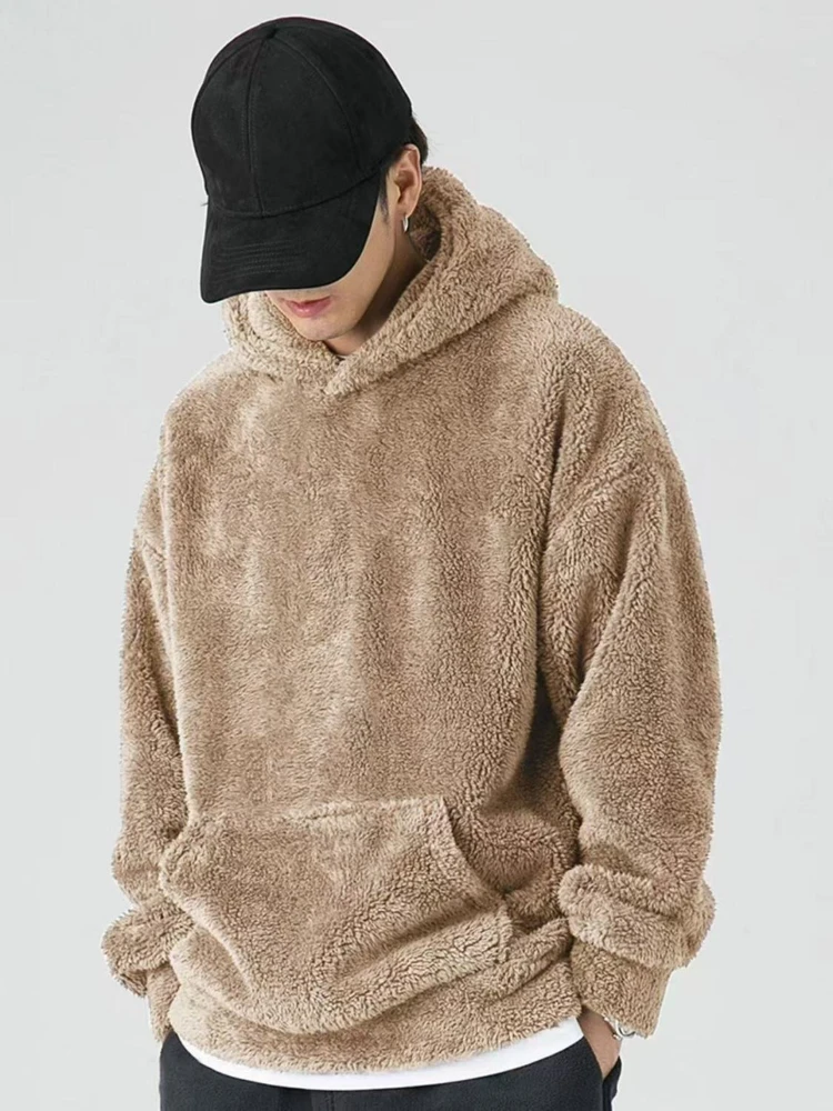 Man Hoodies Coral Fleece Designer Y2k Vintage Novelty and Welcome Deal New in Funny Korean Style 90s No Logo Sweatshirts for Men