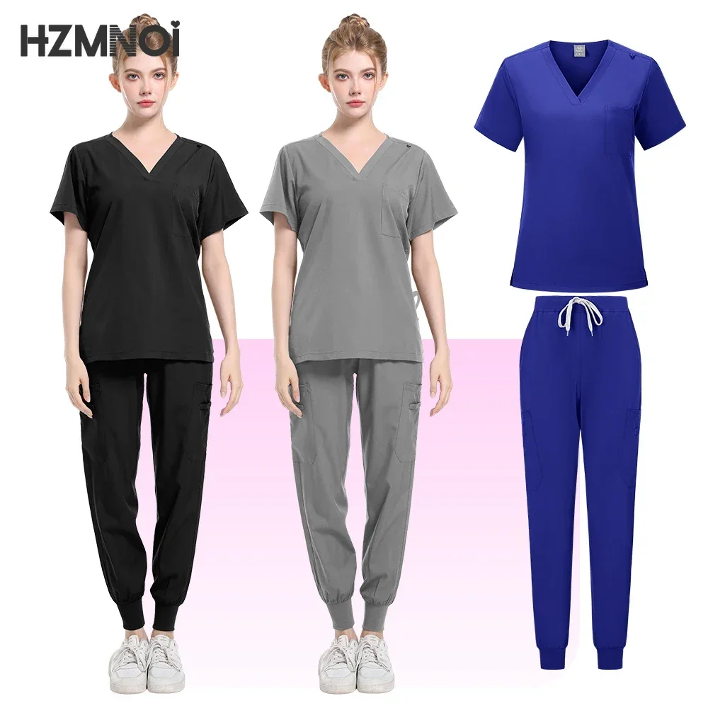 Women Scrubs Suits Surgical Tops Pants Multicolor Workwear Casual Jogger Clothes Hospital Doctor Nurse Uniform Medical Scrub Set