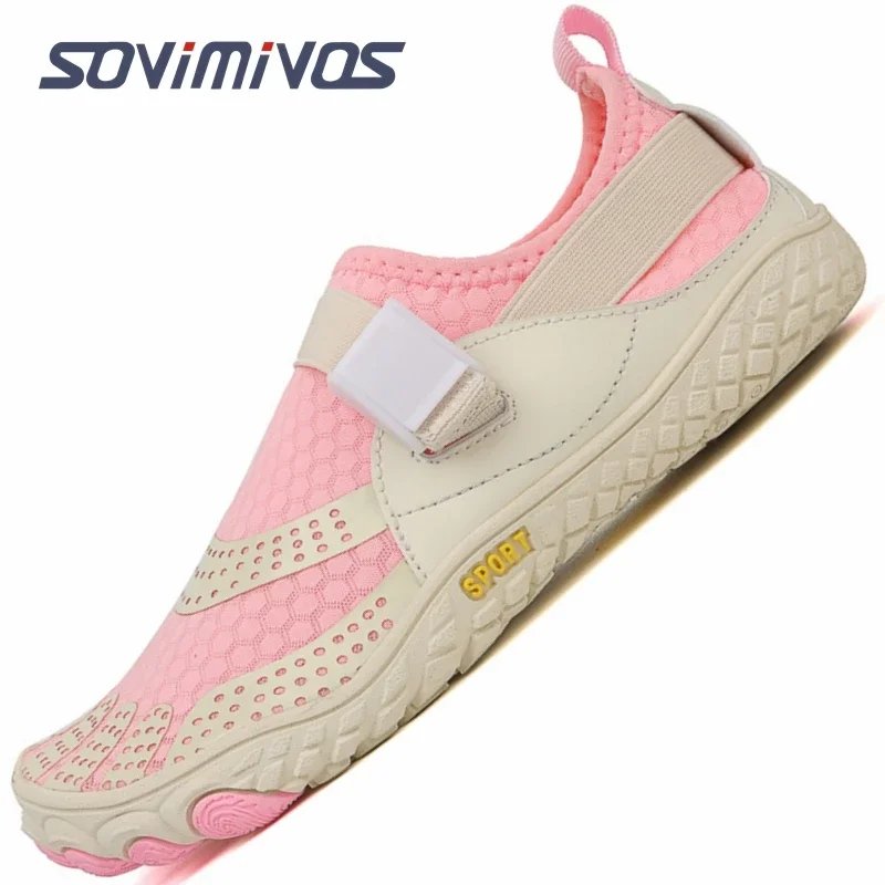 SOVIMIVOS Five Fingers Water Shoes, Barefoot Aqua Socks with Adjustable Strap Non-Slip Quick Dry for Men Women Swimming Hiking
