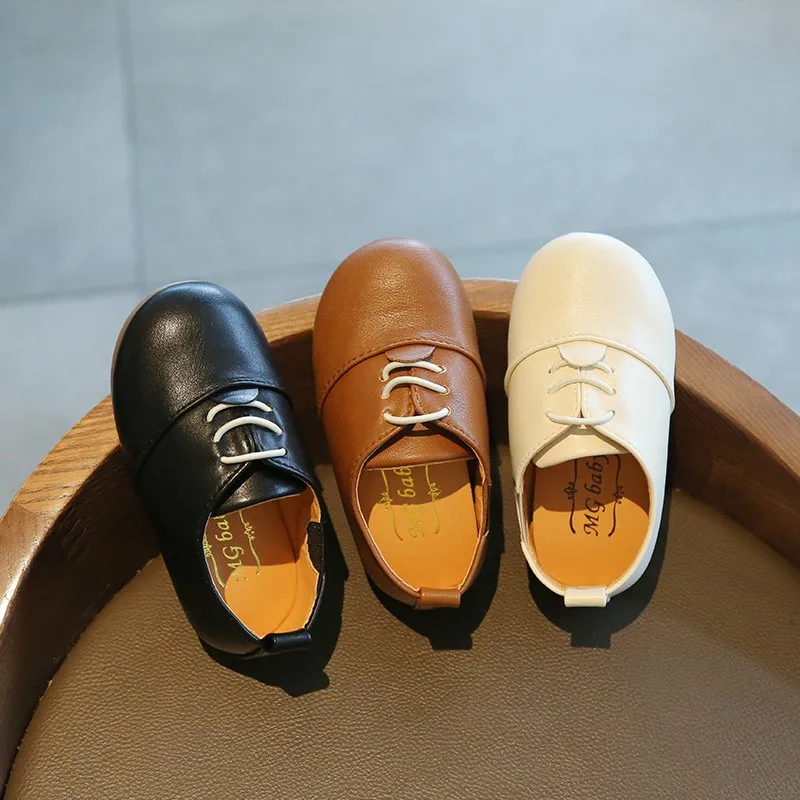 Children Casual Shoe White Dress Shoes Girls Boys Soft Bottom Black Brown Kids Leather Shoe Kid Slip on Leather Shoes