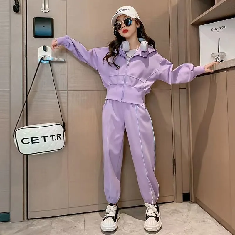 

Пальто Брюки Толстовки Комплекты одежды для девочек 6-летняя одежда Осень-зима Детский элементарный костюм Корейский стиль из двух предметов 4 года 2025 г.