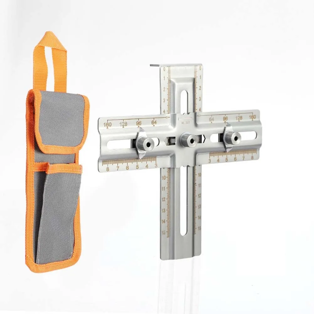 Precision Handle Hole Locator Stainless Steel Drilling Guide for Cabinet Drawer Mounting 15mm-150mm Adjustment Range