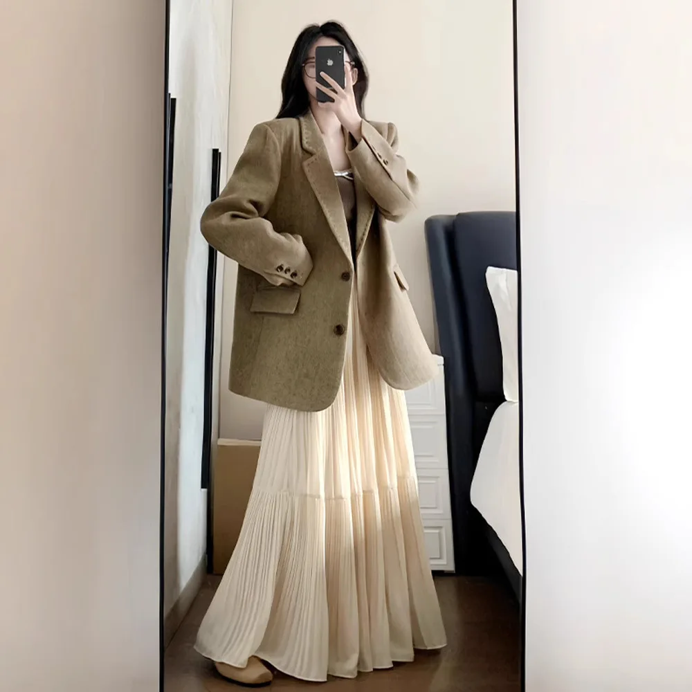 Long Skirts Women Skirt A Line Elastic Waist Simple Streetwear Casual Loose Elegant Splice Y2k Maxi High Waist Party 2025 Summer