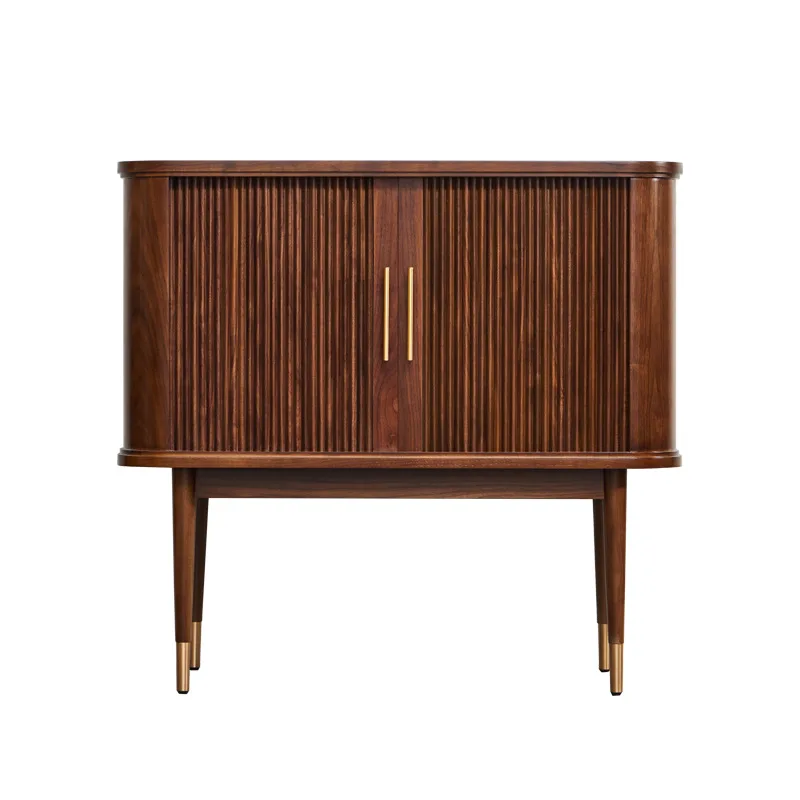 

Black walnut chest, simple log roller shutter, all solid wood, bedroom side cabinet, living room locker