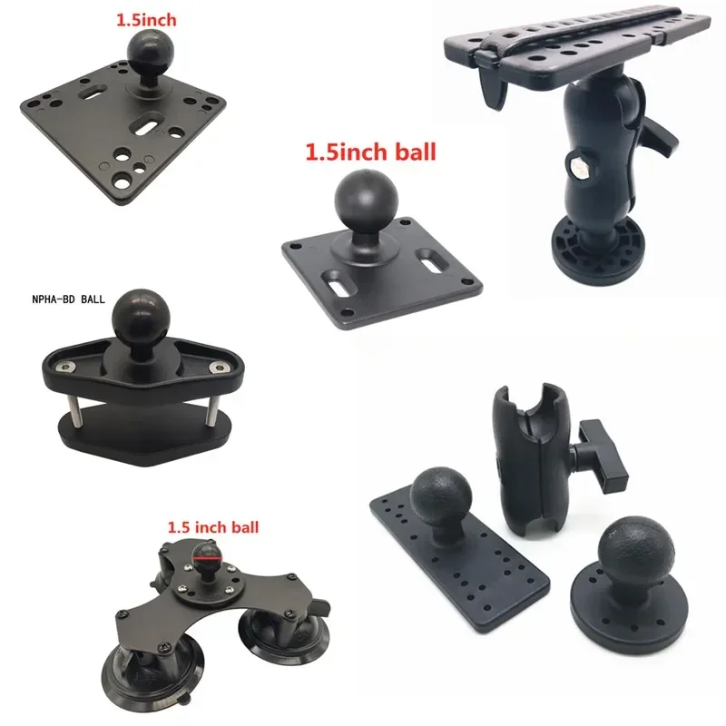 Ball Mount with Fish Finder and Universal Mounting Plate Kayak Accessories /1.5 inch Ball Head Base /1.5 inch Double Socket Arm