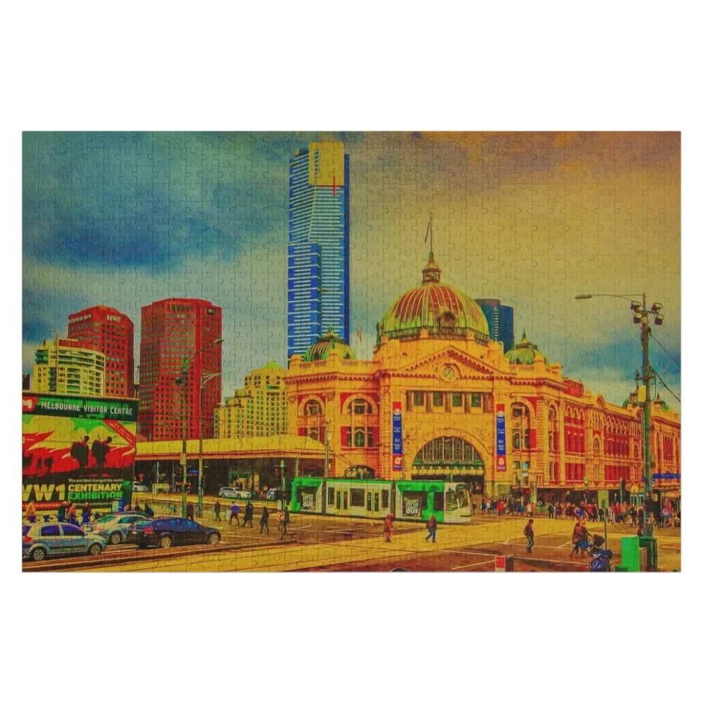 

Oil Painting on Canvas of Flinders Street Station - Melbourne, Victoria Jigsaw Puzzle Customized Toys For Kids Children Puzzle