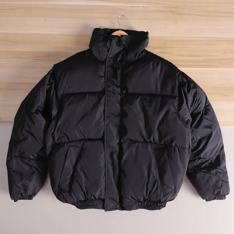 

American High Street Thi Warm Men's Loose Bread Sle Cotton Jaet Faionable Urban Casual Long Sve Stand Collar Coat