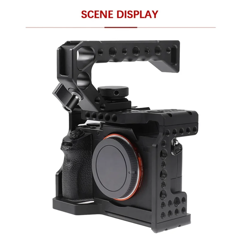 A34M-Camera Top Handgrip 4 حذاء بارد لـ Arca Swiss Mount 1/4 بوصة و3/8 بوصة قابل للفصل 1/4 بوصة لقفص الكاميرا