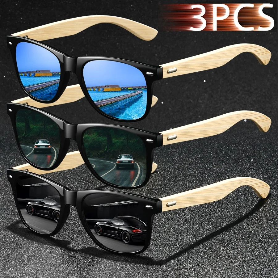 

3PCS Fashion Classic Square UV400 Sunglasses Men Women Driving Fishing Colorful Trendy Lightweight Outdoor Goggles