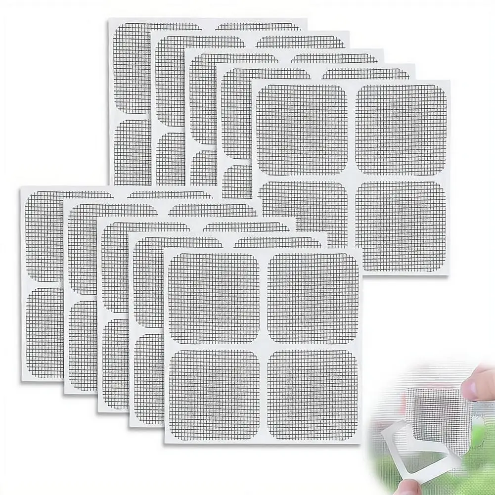 10Pcs Window Screen Repair Patch Self-adhesive Magic Tape Anti Mosquito Fly Bug Door Window Mesh Broken Holes Repair Sticker
