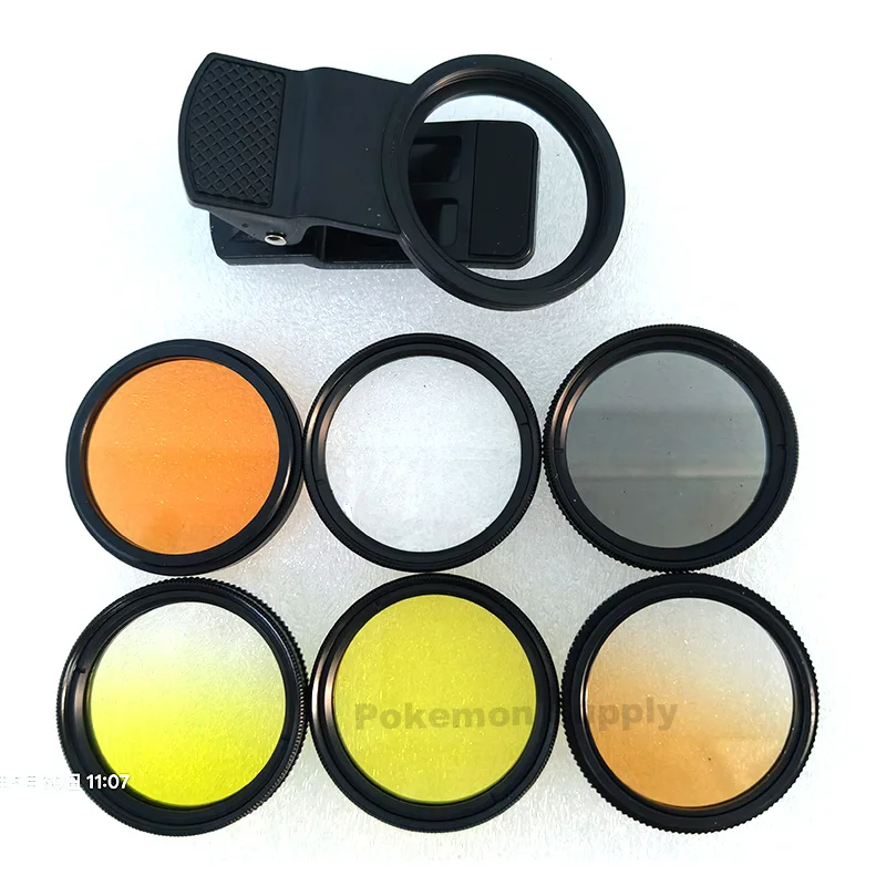 37mm 6 in 1 Aquarium Lens Fish Tank Phone Camera Lens Filter Macro Lens Yellow Lens Filter Coral Reef Aquarium Universal