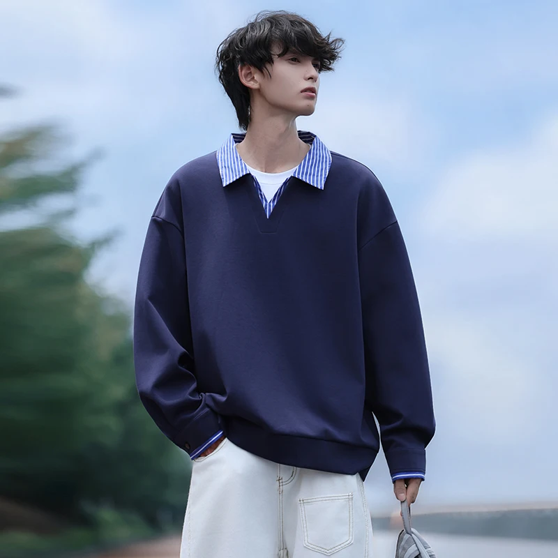 

Мужские толстовки Single Road, большие размеры, 2025 г., городские двухсекционные лоскутные Harajuku, хип-хоп, Y2K, японская уличная одежда, корейская мода