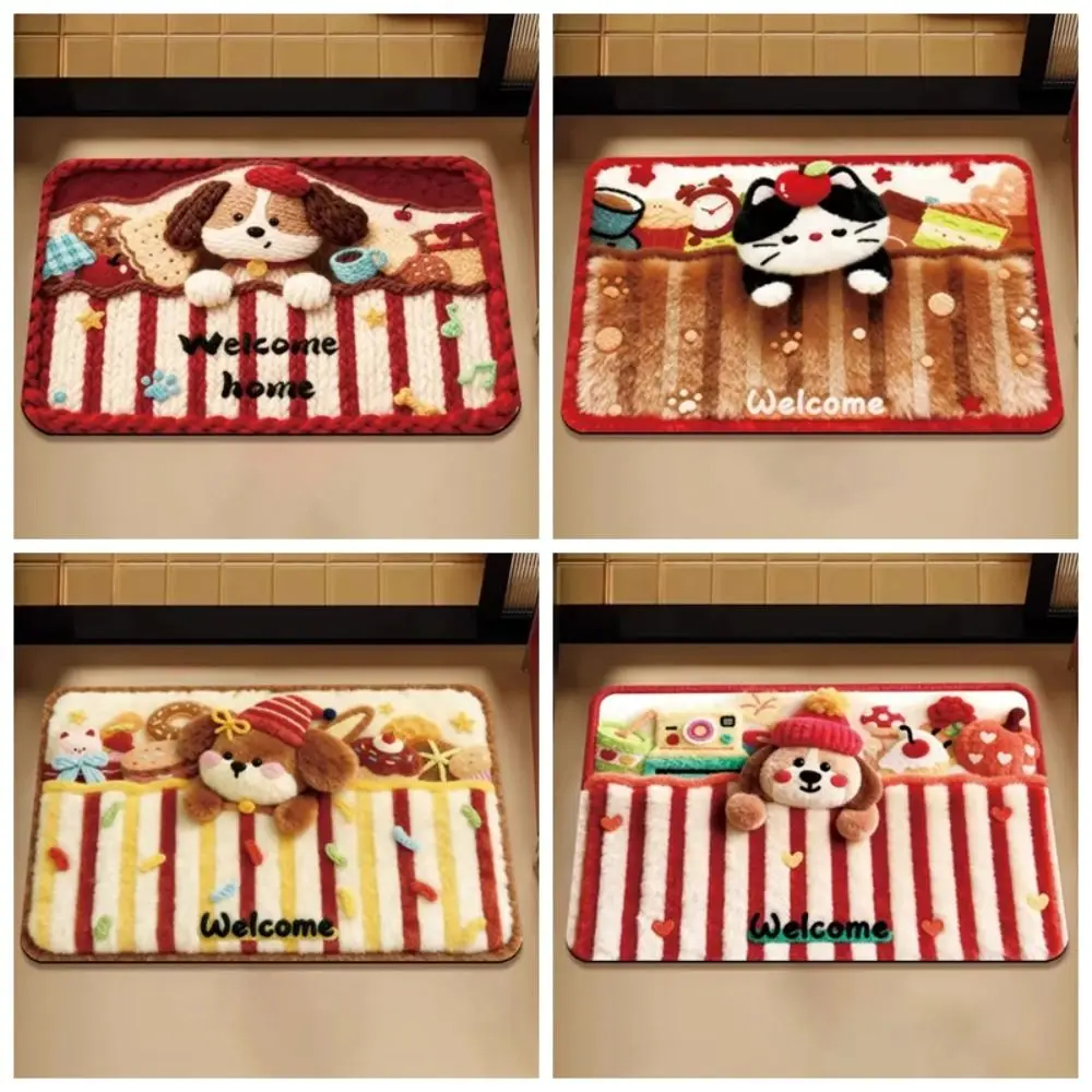 

New 40*60cm Bath Mat Non-slip Backing Water Absorption Doormat Washable Dirt-scraping Surface Floor Rug Home Decoration