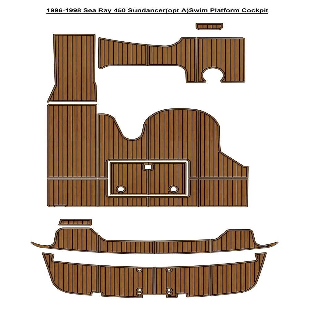 

1996-1998 Sea Ray 450 Sundancer (приветствие) Платформа для плавания Кокпита Pad Лодка EVA Teak Deck Напольный коврик SeaDek MarineMat Gatorstep Style