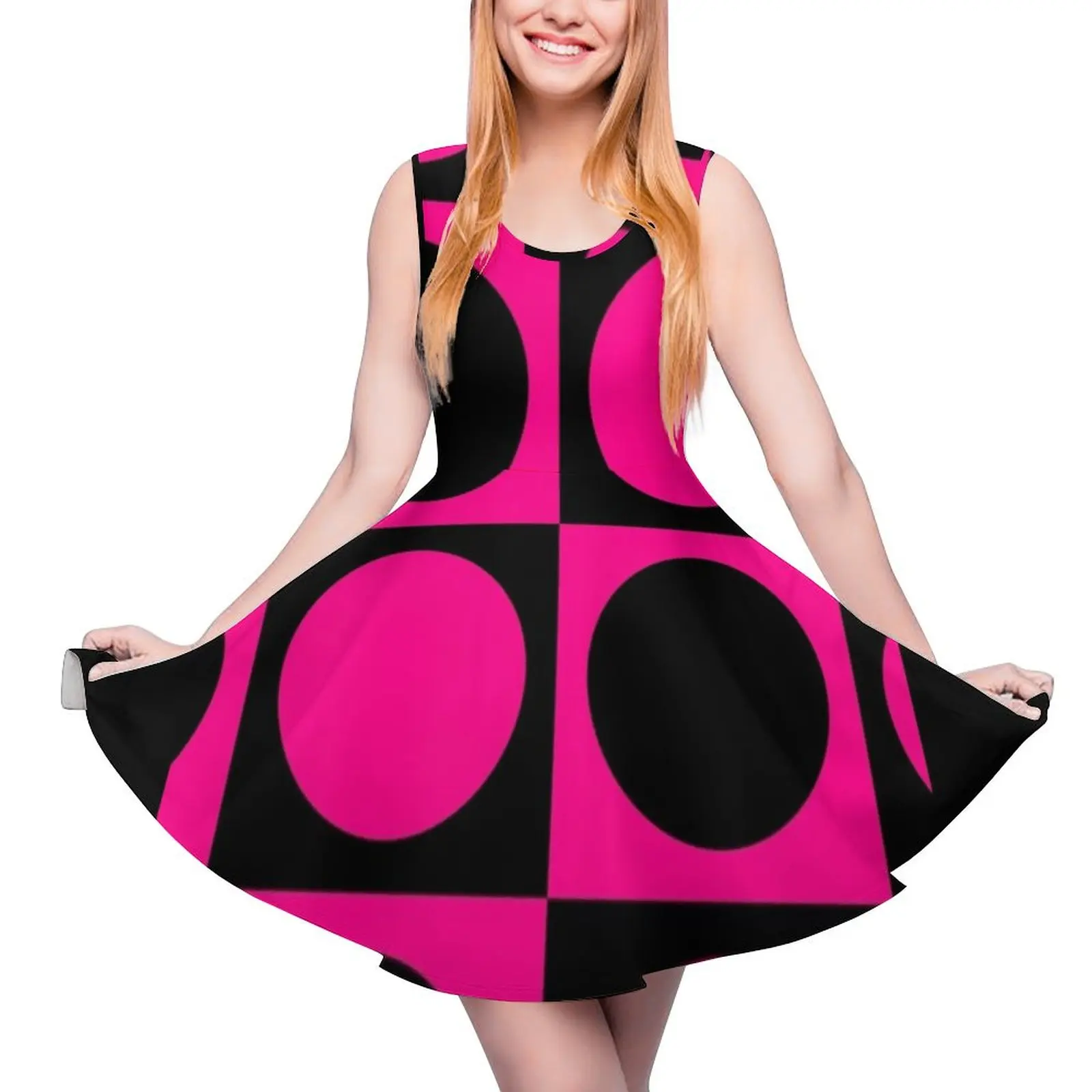 60s Pink Circle Mod Mondrian Sleeveless Dress summer clothes purple dress Dress women