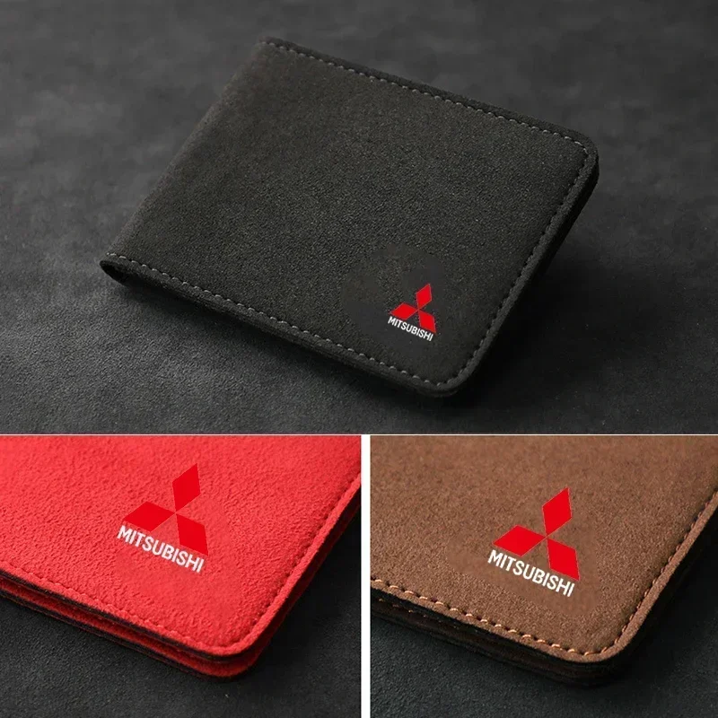 10x8cm Suede Driver License Holder Cover for Mitsubishi Lancer Ex Mirage V33 G4 26 OTO ASX L300 Montero L200 EVO Pajero Galant view 3