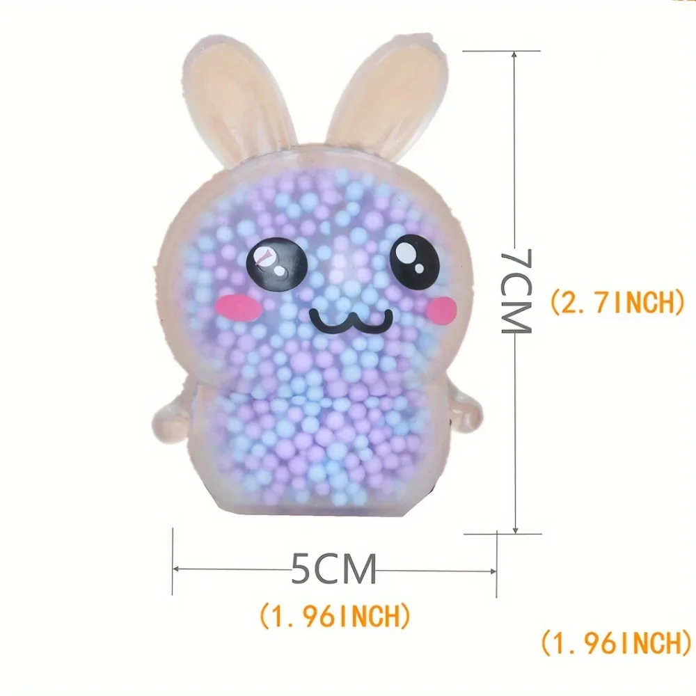 1PCS  Squishy Bunny Stress Balls with Light Stress Relief Toy Girls Kids Fidget Toys Colorful Rabbit for Easter Basket Stuffers