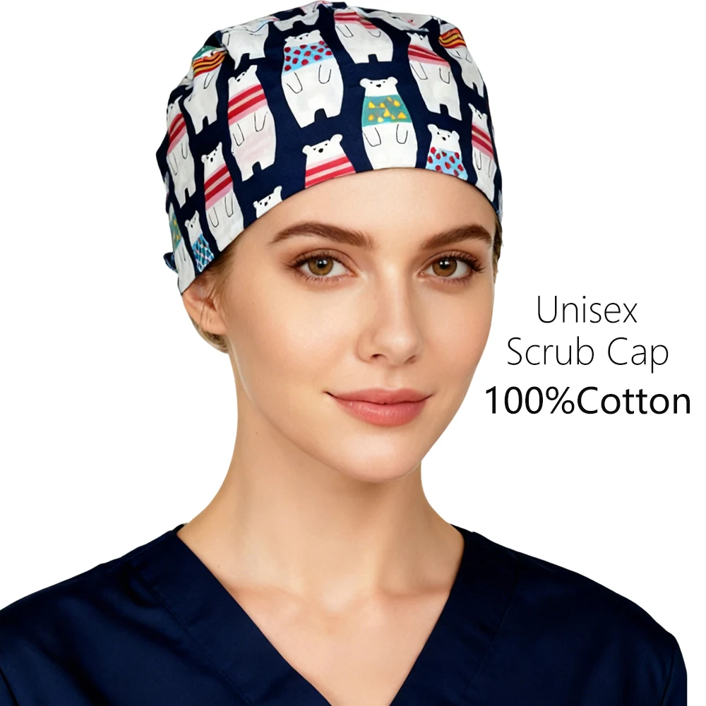 قبعة جراح موحدة من القطن المطبوع من Padan للنساء والرجال قبعات تمريض الطبيب للممرضة قبعة طبية للجنسين #1