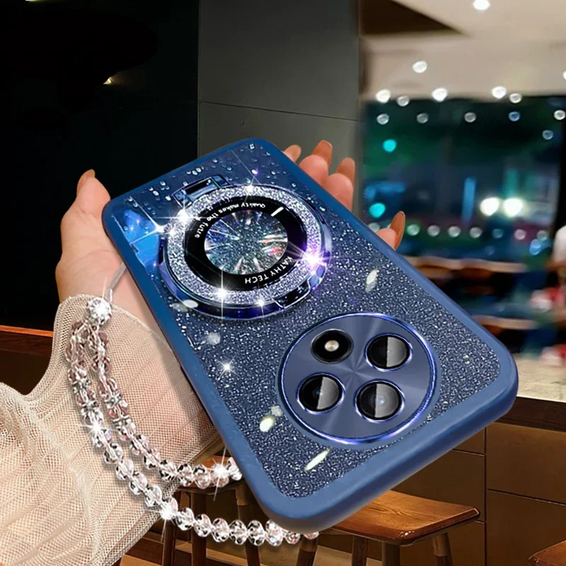 بريق كريستال سوار حامل هاتف مغناطيسي الحال بالنسبة Xiaomi Redmi 15 15C 14C 13C 13X نوت 14 برو 4G 5G POCO C85 قوس غطاء #5