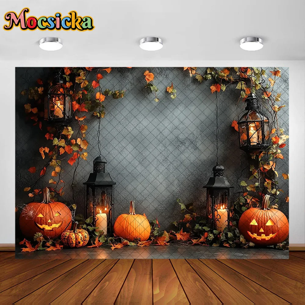 Mocsicka photographie décors Grimur citrouille feuille d'érable décoration enfants Halloween vacances fête Photo fond pour photographie
