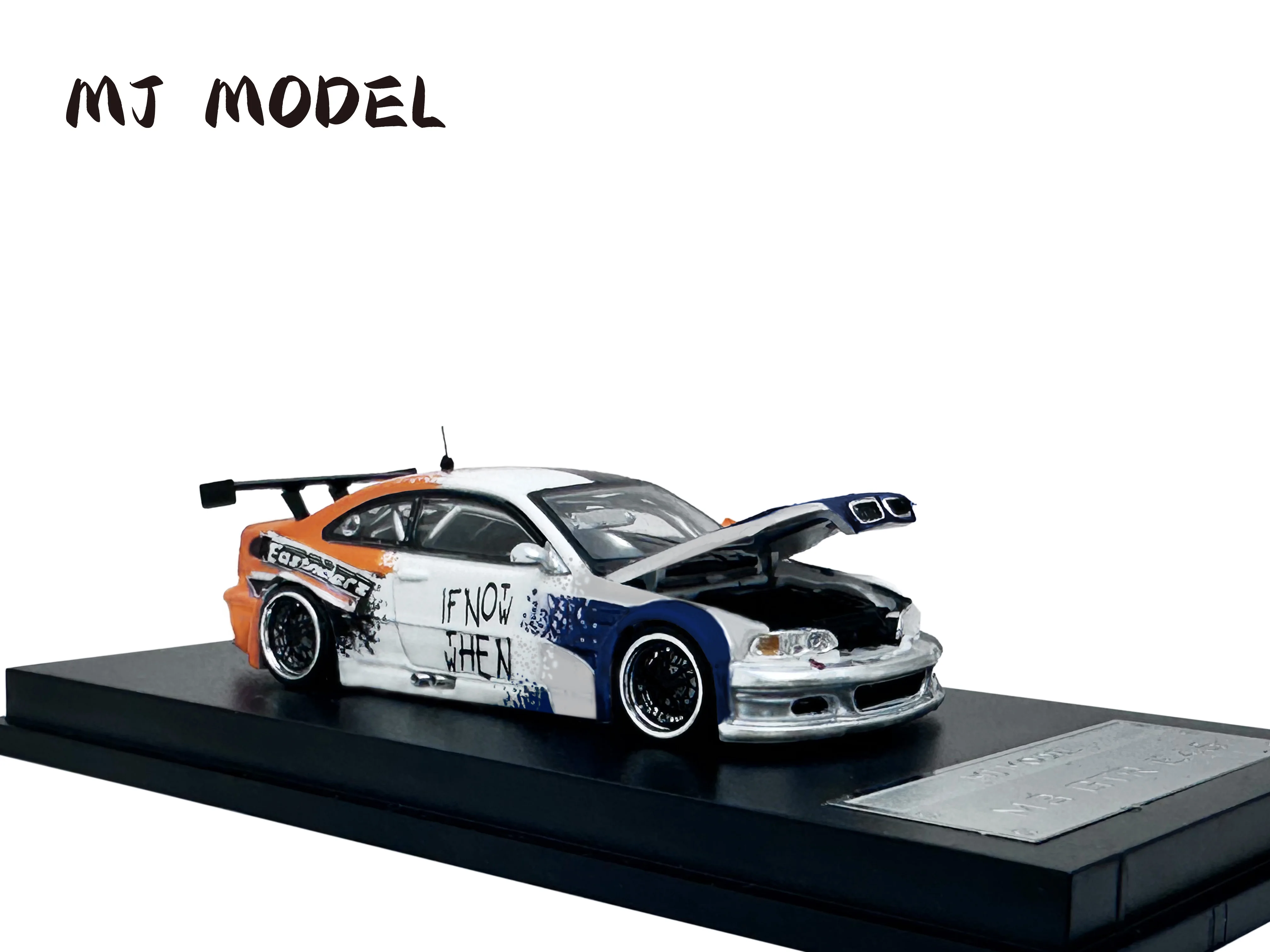 MJ 1:64 BMW M3 E46 Necesita velocidad ​ ​ pintura de ensamblaje, capó se puede abrir, modelo de coche de aleación con detalles de motor.