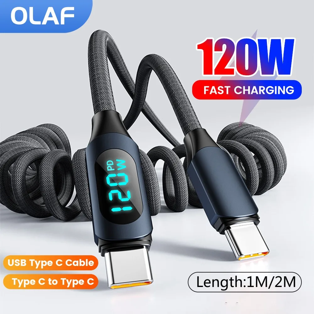 

Цифровой автомобильный пружинный кабель для передачи данных мощностью 120 Вт, выдвижной кабель типа C для быстрой зарядки типа C для iphone 15 16 Xiaomi USB-кабель типа C