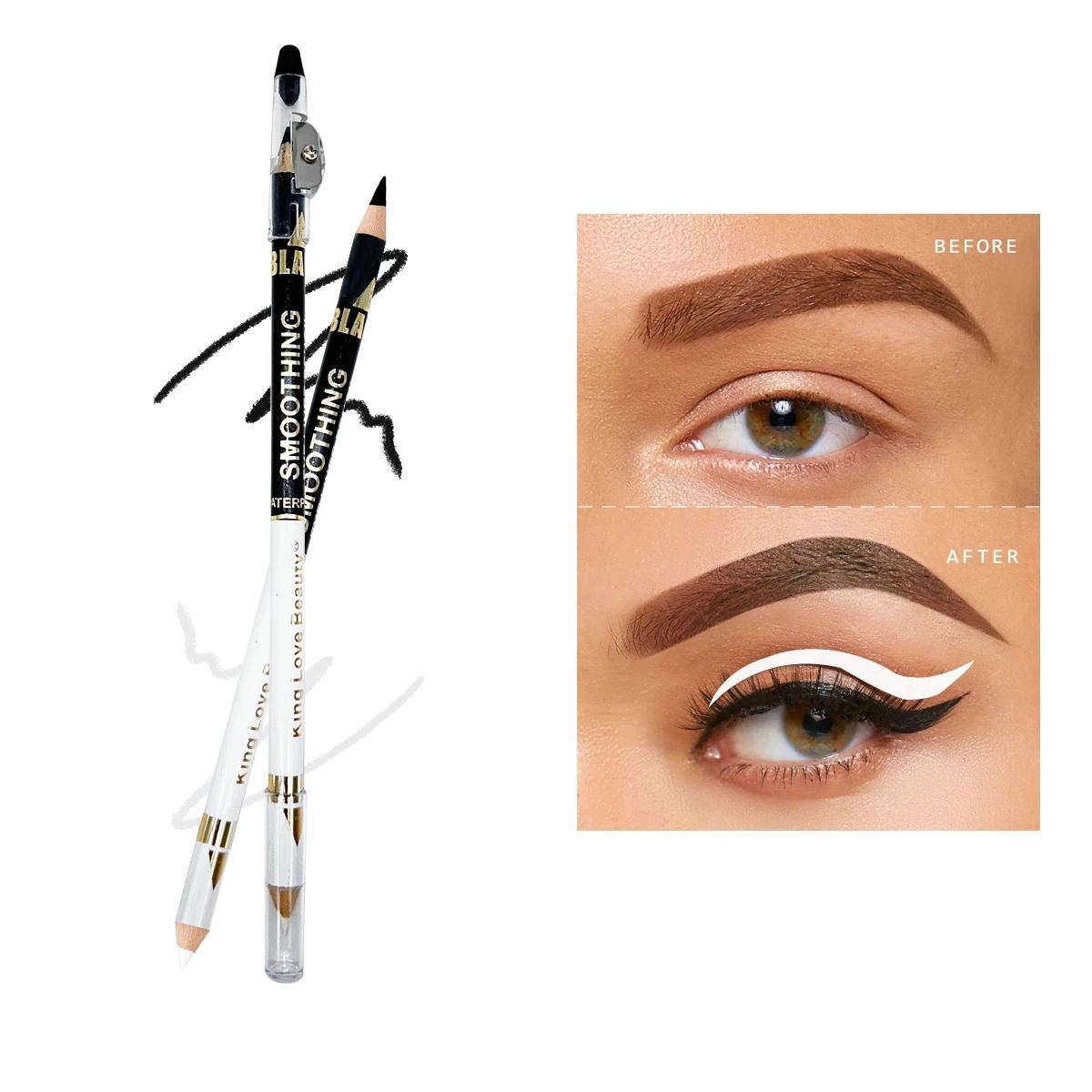 12-teiliger Doppelkopf-Eyeliner-Stiftanzug, wasserdicht, schweißfest, glatt, langlebig, nicht verschmierend, unverzichtbar für Anfänger