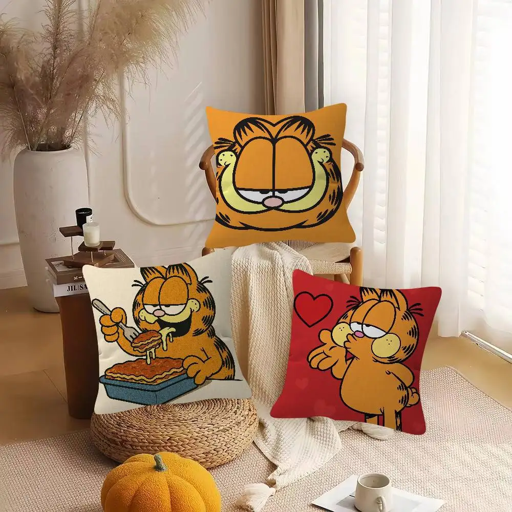Anime Garfield Soft Comfortable Pillow Case Cartoon For Sofa Living Cat Room Home Office Retro Decor Protective Cover