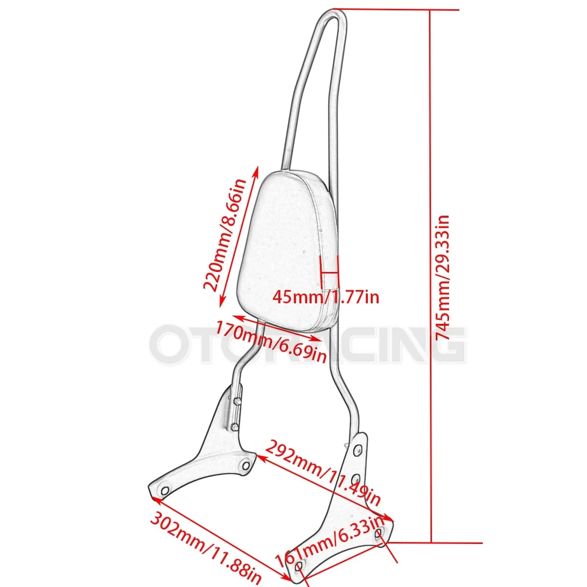 Motorcycle Rear Passenger Chrome Backrest Sissy Bar For Honda Shadow Ace 400 750 VT400 VT750 1998 1999 2000 2001 2002 2003