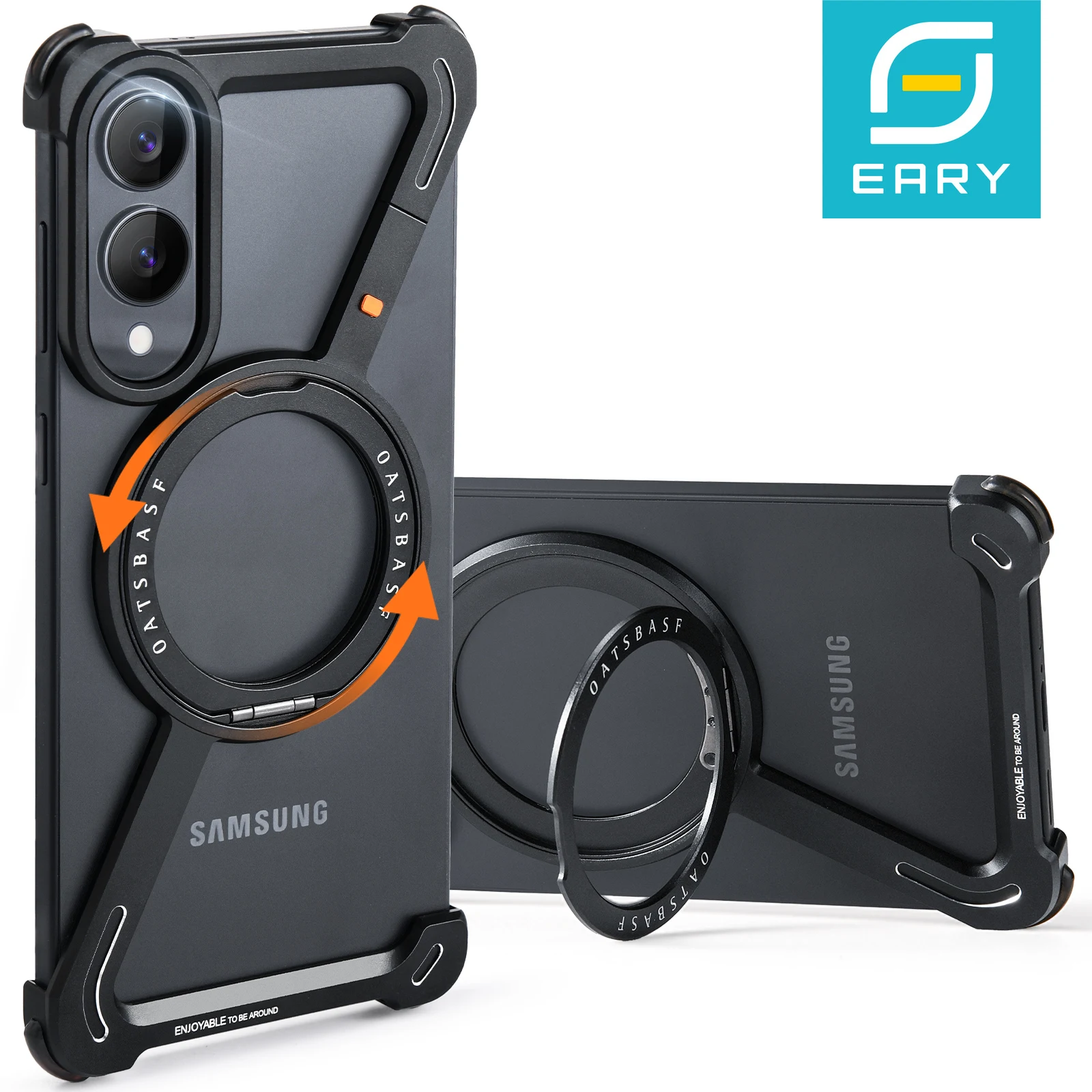 

Eary Metal Frameless Phone Case for Samsung Galaxy S25 Edge Magsafe With 360° Rotate Magnetic Stand Shockproof Protective Cover