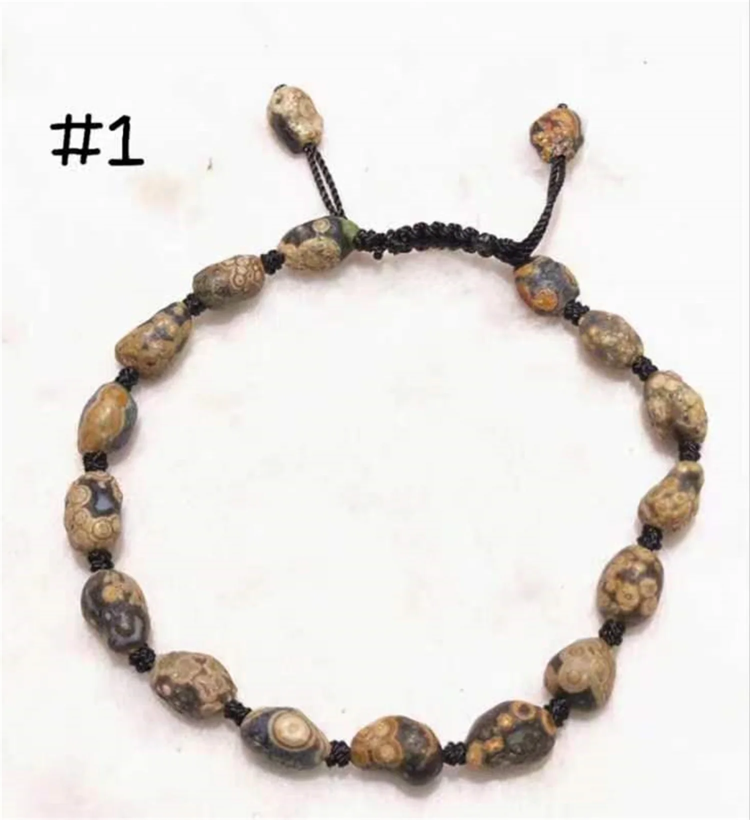 

1pcs/lot Natural Gobi Agate Rough Stone Bracelet Eye Stone Money Stone Coin Stone Hand-braided Rope limited edition unique