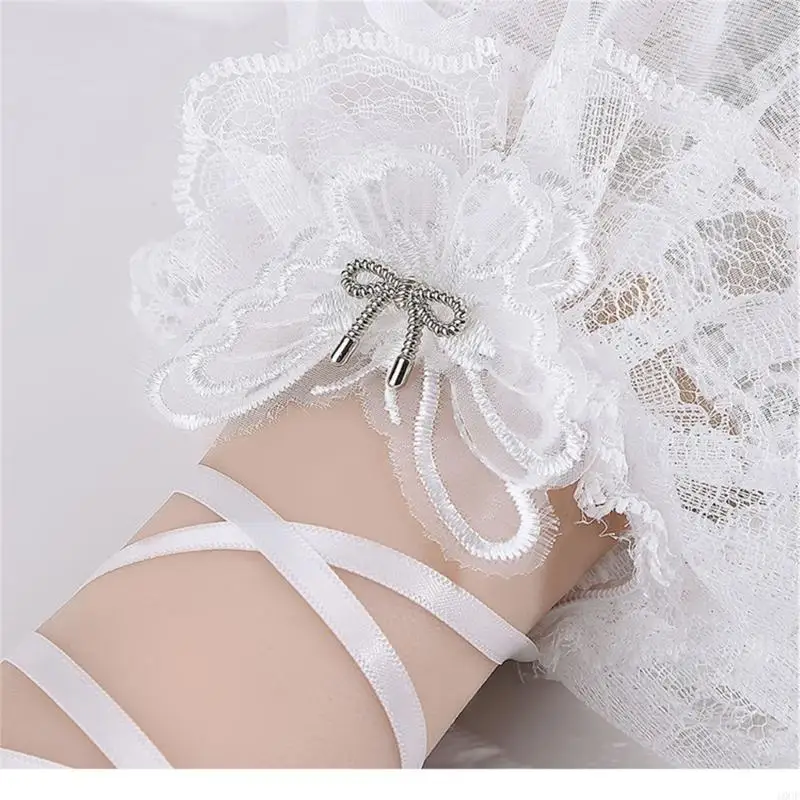 النساء فتاة لوليتا الطبقات كشكش الدانتيل الأكمام الذراع مع حزام قفازات قصيرة بدون أصابع لحفلات الزفاف حفلة موسيقية زي الملحقات #2