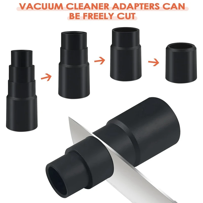 6 Piece Vacuum Cleaner Adapters 4 Layers Black Plastic Hose Adapter Vacuum Cleaner 25 Mm To 42 Mm