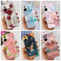 For Honor 90 Lite Case CRT-NX1 Phone Cover Popular Flower Marble Soft Silicone Transparent Funda For Honor 90 Pro Lite 2023 Capa