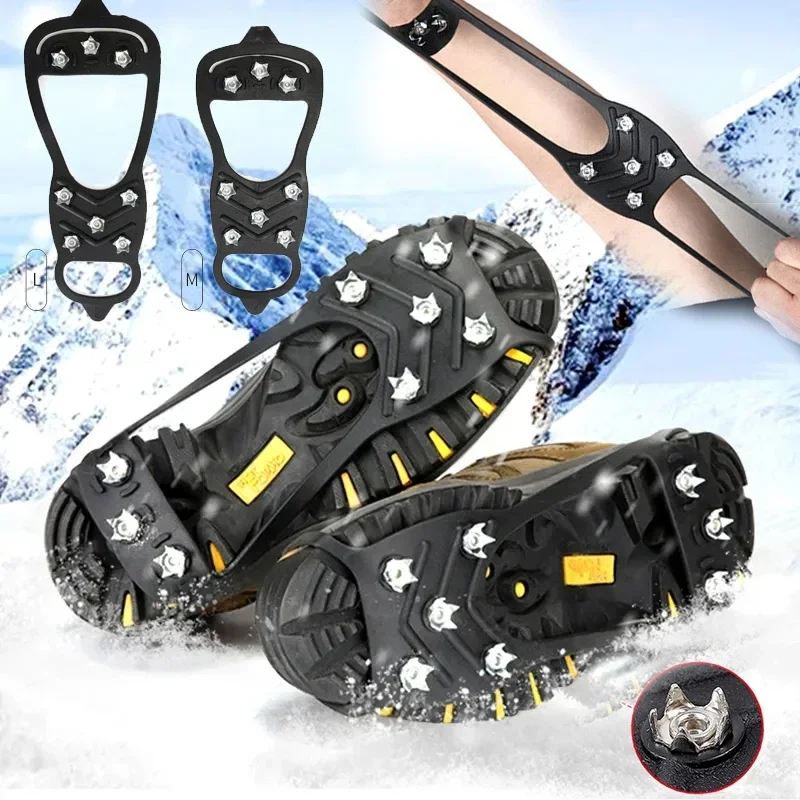 

1Pair 8-Snow Teeth Anti-Skid Snow Lce Climbing Shoe Spikes Ice Grips Shoes Crampons Winter Climbing Anti Slip Shoe Cover Part