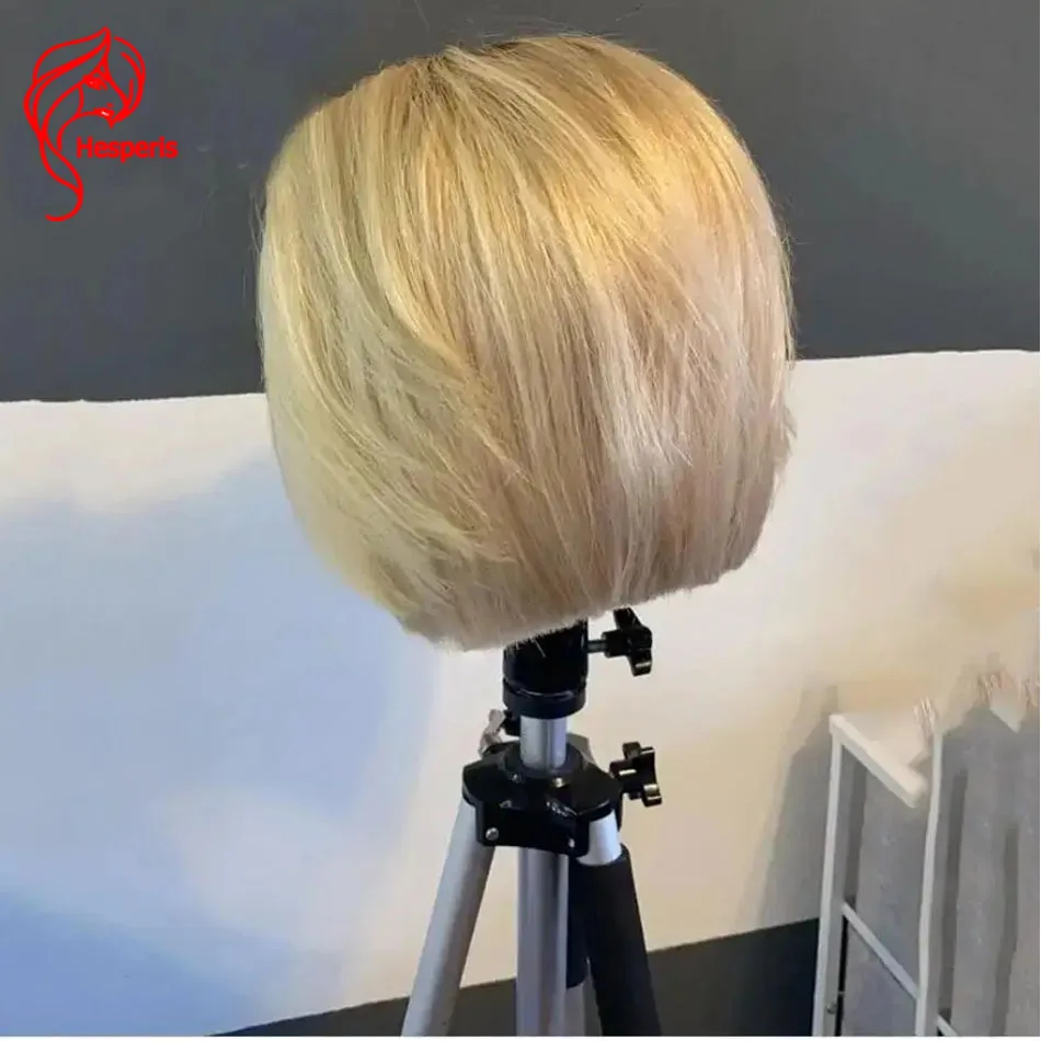 Hesperis Short Bob Straight Ombre Blond Glueless Lace Front Human Hair Wigs For Women With Preplucked 10-14 Inch In Stock