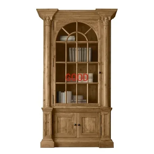 American Oak Office Bookcase Simple Solid Wood Storage Bookshelf Bookcase French Living Room Carved File Cabinet